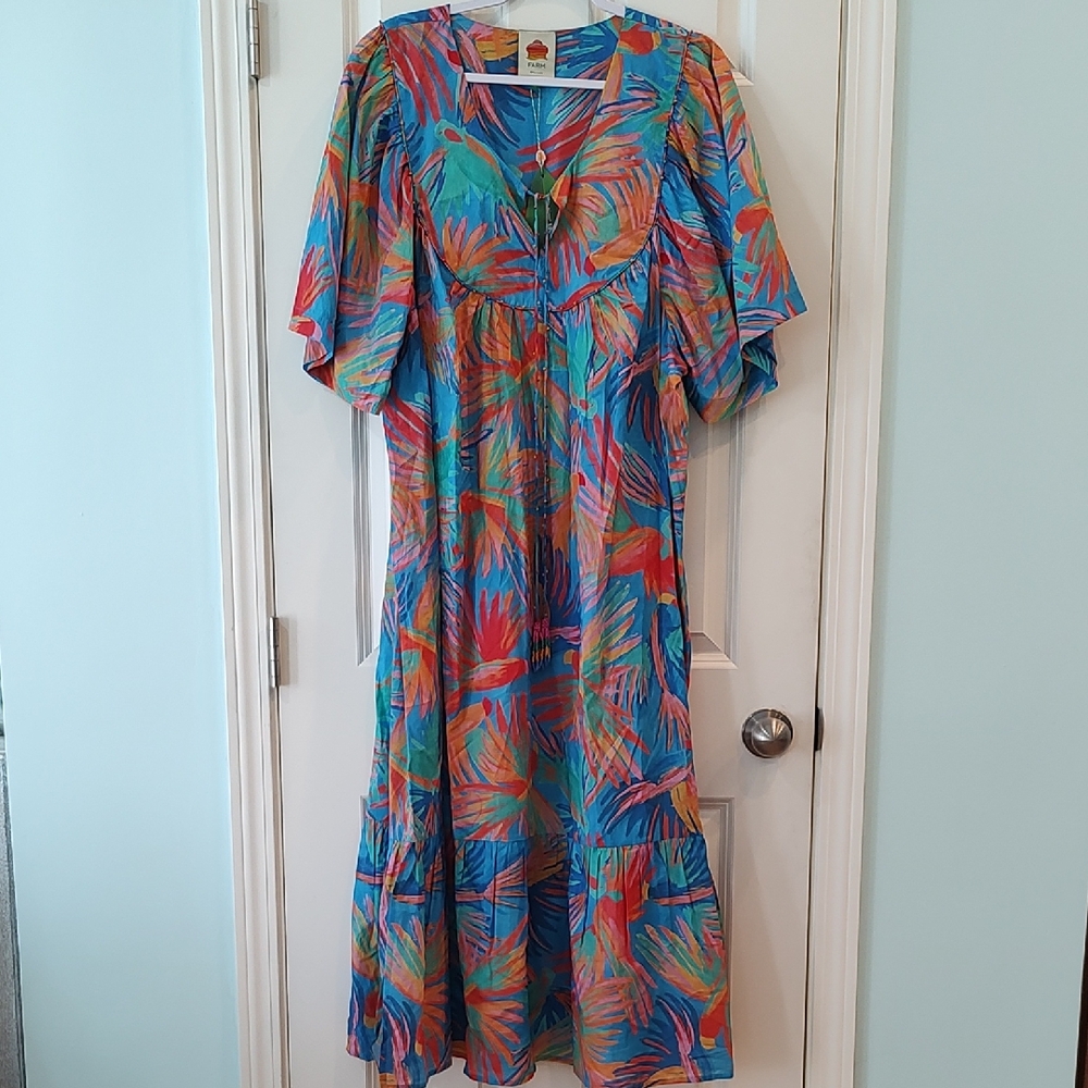 FARM Rio Vibrant Blue and Red Maxi Dress